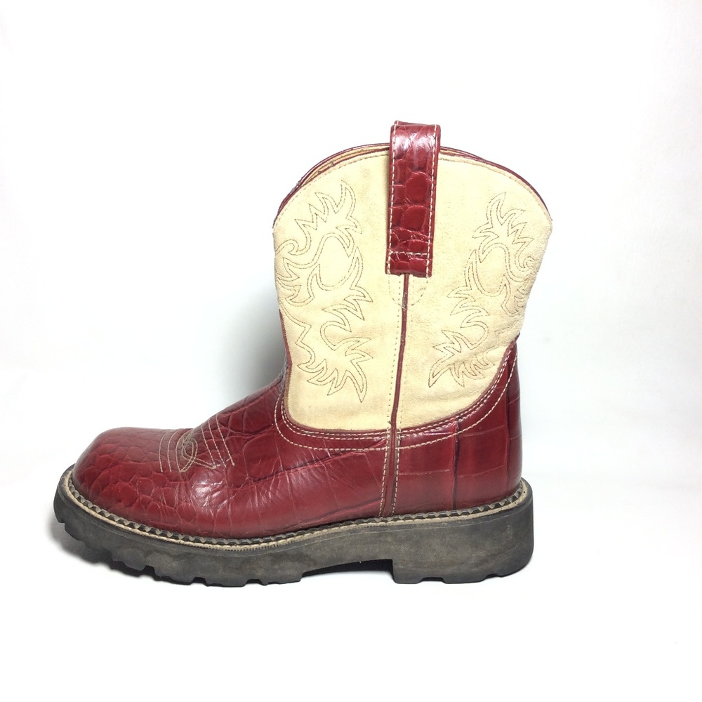 Ariat Fatbaby Red Reptile Print Short Boots